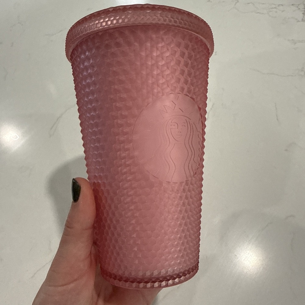 Starbucks Matte Pink Textured Soft‎ Touch Grande Tumbler ColdCup 16 oz No Straw